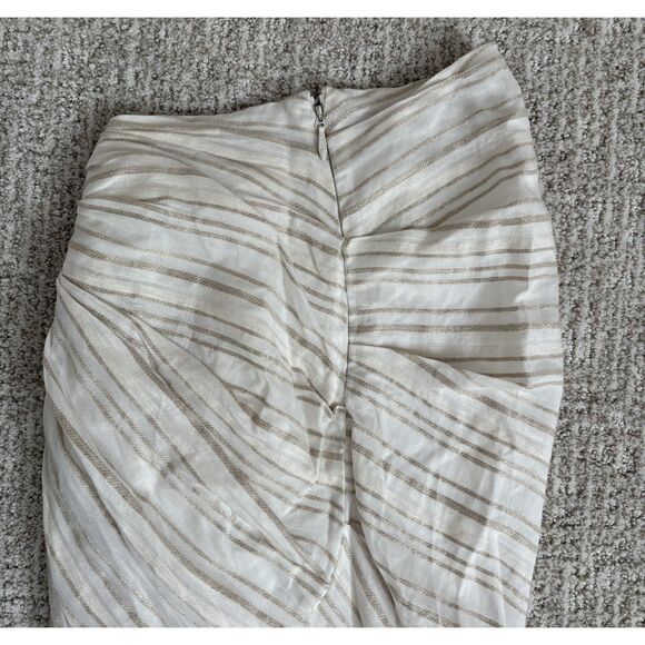 House of CB Linen Blend Striped Ruched Maxi Skirt Ivory Size XS - Picture 6 of 8